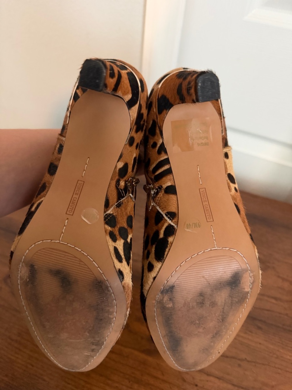 Vince Camuto Leopard-Print Ankle Booties with Black Strap - Picture 5 of 5